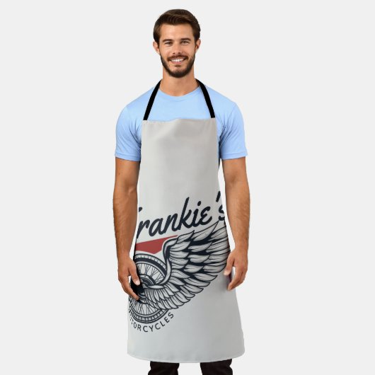 パーソナライズされたバイク飛んでいるタイヤバイクもしくは自転車に乗る人店 エプロン (着用した状態)