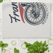 パーソナライズされたバイク飛んでいるタイヤバイクもしくは自転車に乗る人店 キッチンタオル (折り畳み)