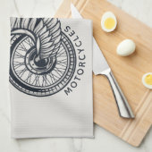 パーソナライズされたバイク飛んでいるタイヤバイクもしくは自転車に乗る人店 キッチンタオル (四つ折り)