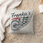 パーソナライズされたバイク飛んでいるタイヤバイクもしくは自転車に乗る人店 クッション (ブランケット)