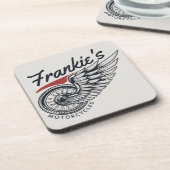 パーソナライズされたバイク飛んでいるタイヤバイクもしくは自転車に乗る人店 コースター (左側)