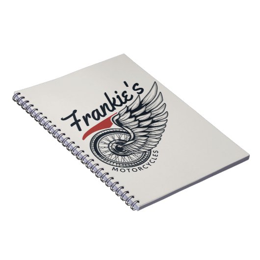 パーソナライズされたバイク飛んでいるタイヤバイクもしくは自転車に乗る人店 ノートブック (右側)