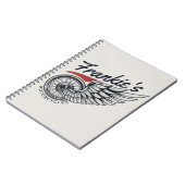 パーソナライズされたバイク飛んでいるタイヤバイクもしくは自転車に乗る人店 ノートブック (左側)