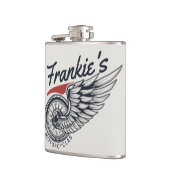 パーソナライズされたバイク飛んでいるタイヤバイクもしくは自転車に乗る人店  フラスク (左)