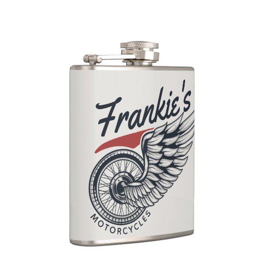 パーソナライズされたバイク飛んでいるタイヤバイクもしくは自転車に乗る人店  フラスク (右)