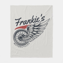 パーソナライズされたバイク飛んでいるタイヤバイクもしくは自転車に乗る人店 フリースブランケット