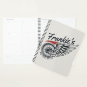 パーソナライズされたバイク飛んでいるタイヤバイクもしくは自転車に乗る人店 プランナー手帳 (ディスプレー)