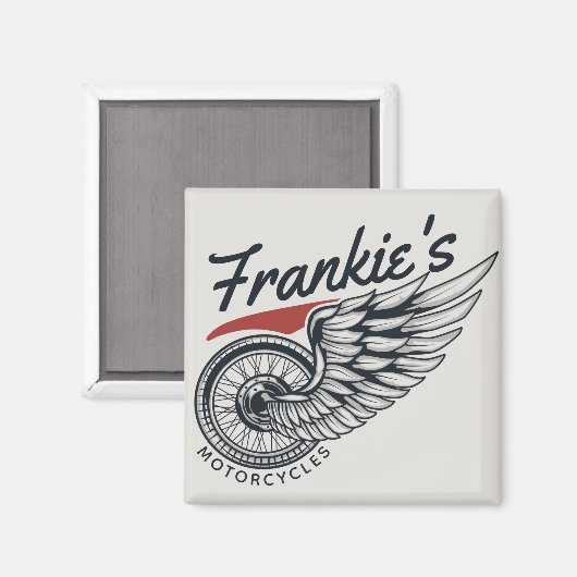 パーソナライズされたバイク飛んでいるタイヤバイクもしくは自転車に乗る人店 マグネット (正面/裏面)