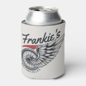 パーソナライズされたバイク飛んでいるタイヤバイクもしくは自転車に乗る人店 缶クーラー (缶正面)