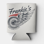 パーソナライズされたバイク飛んでいるタイヤバイクもしくは自転車に乗る人店 缶クーラー (正面)