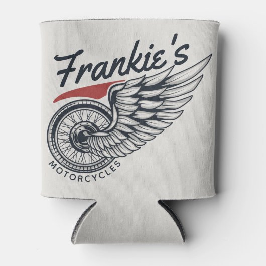 パーソナライズされたバイク飛んでいるタイヤバイクもしくは自転車に乗る人店 缶クーラー (正面)