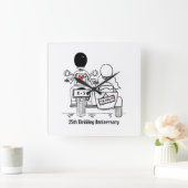 パーソナライズされたバイク&サイドカー記念日 スクエア壁時計 (ホーム)