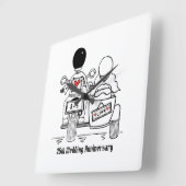 パーソナライズされたバイク&サイドカー記念日 スクエア壁時計 (傾斜)