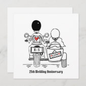 パーソナライズされたバイク&サイドカー記念日 招待状 (正面/裏面)