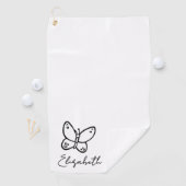 パーソナライズされたバタフライモノグラムの名 ゴルフタオル (インサイチュ)