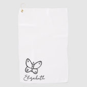 パーソナライズされたバタフライモノグラムの名 ゴルフタオル (正面)