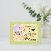 パーソナライズされたバチェロレッテスパ招待状 インビテーションポストカード (スタンド正面)