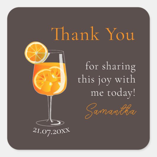 パーソナライズされたバチェロレッテパーティーの感謝メッセージ スクエアシール (正面)