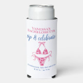パーソナライズされたバチェロレッテビキニ シップ アンド セレブレート スリム缶クーラー (Seltzer正面)