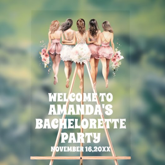 パーソナライズされたバチェロレッテ歓迎 アクリルサイン (ニュートラル)