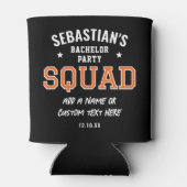 パーソナライズされたバチュラーパーティスクワッドオレンジブラック 缶クーラー (裏面)