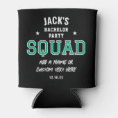 パーソナライズされたバチュラーパーティスクワッドグリーンブラック 缶クーラー (正面)