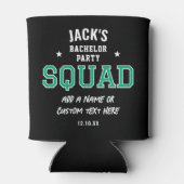 パーソナライズされたバチュラーパーティスクワッドグリーンブラック 缶クーラー (裏面)