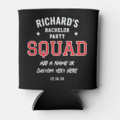 パーソナライズされたバチュラーパーティスクワッドレッドブラック 缶クーラー (正面)