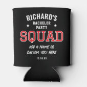 パーソナライズされたバチュラーパーティスクワッドレッドブラック 缶クーラー (裏面)