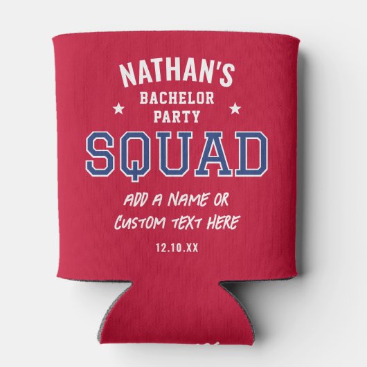 パーソナライズされたバチュラーパーティ分隊クリムゾンレッド海軍 缶クーラー (裏面)