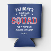 パーソナライズされたバチュラーパーティ分隊レッド・ネイビー 缶クーラー (正面)