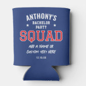 パーソナライズされたバチュラーパーティ分隊レッド・ネイビー 缶クーラー (裏面)