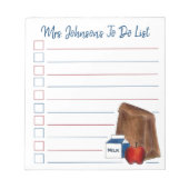 パーソナライズされたバッグランチアップル学校先生リスト ノートパッド (正面)