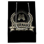 パーソナライズされたバドミントン選手名ラケットスポーツ ミディアムペーパーバッグ (裏面)