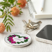 パーソナライズされたバラつる植物ハートキーチェーン キーホルダー (側面)