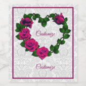 パーソナライズされたバラつる植物ハートワインラベル ワインラベル (シングルラベル)