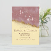 パーソナライズされたバラと金ゴールドエレガント保存日 招待状 (スタンド正面)