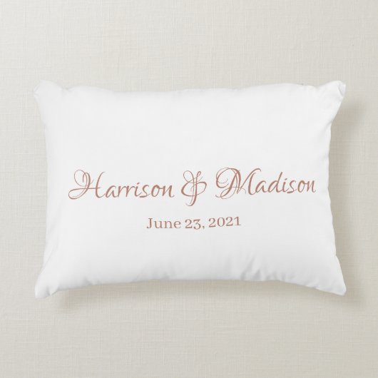 パーソナライズされたバラカスタムカップル名結婚日 アクセントクッション (正面)