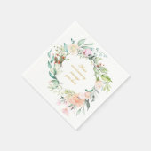 パーソナライズされたバラガーランドフローラ50周年記念 スタンダードカクテルナプキン (角)