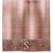 パーソナライズされたバラガーリー金ゴールドグラムダイヤモンドスパークル シャワーカーテン (正面)