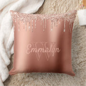 パーソナライズされたバラガーリー金ゴールドコーラルグリッタードリップ クッション (ブランケット)