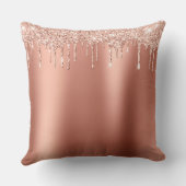 パーソナライズされたバラガーリー金ゴールドコーラルグリッタードリップ クッション (裏面)