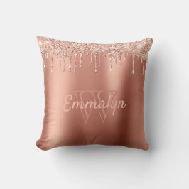 パーソナライズされたバラガーリー金ゴールドコーラルグリッタードリップ クッション