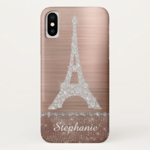 パーソナライズされたバラガーリー金ゴールドスパークルパリ iPhone X ケース