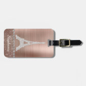 パーソナライズされたバラガーリー金ゴールドダイヤモンドスパークルパリ ラゲッジタグ (正面横)