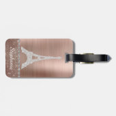 パーソナライズされたバラガーリー金ゴールドダイヤモンドスパークルパリ ラゲッジタグ (裏面横)