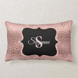 パーソナライズされたバラガーリー金ゴールドレオパードモノグラムThr ランバークッション