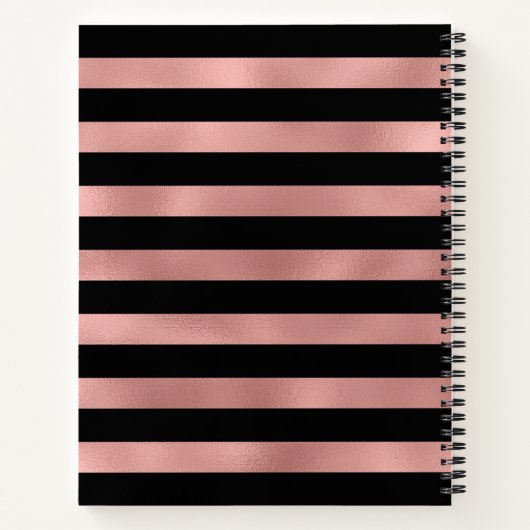 パーソナライズされたバラストライプ金ゴールドとイニシャルV ノートブック (裏面)