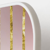 パーソナライズされたバラストライプ金ゴールドモノグラムの ピックルボールラケット (左詳細)