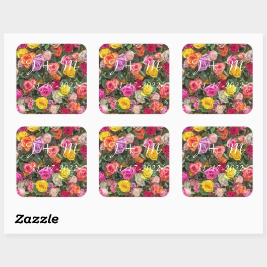 パーソナライズされたバラ結婚式用シール スクエアシール (シート)